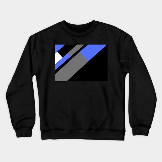 Blue,, White, Black, and Grey Rectangle and Triangle pattern Crewneck Sweatshirt by BirdsnStuff